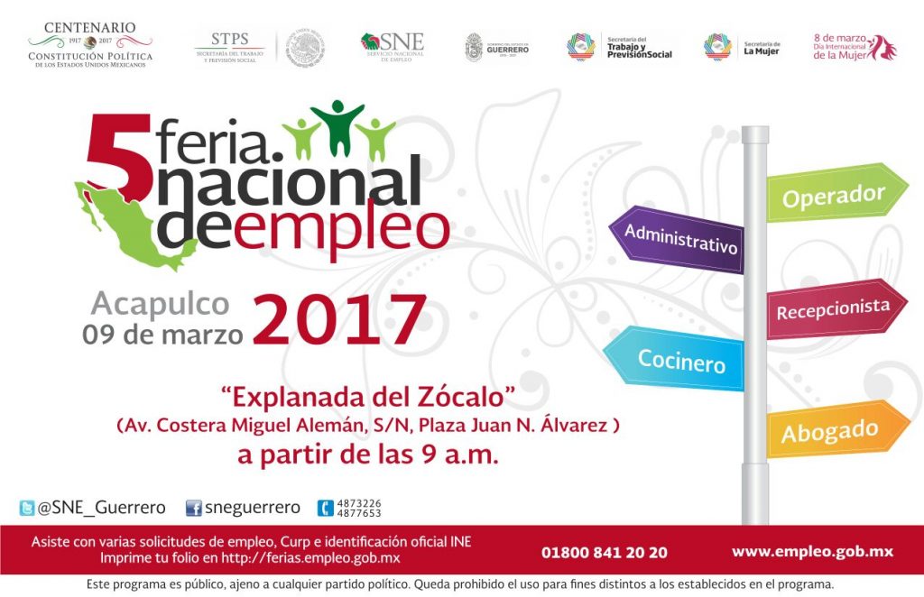 Realizarán la quinta feria nacional del empleo 2017 en Acapulco