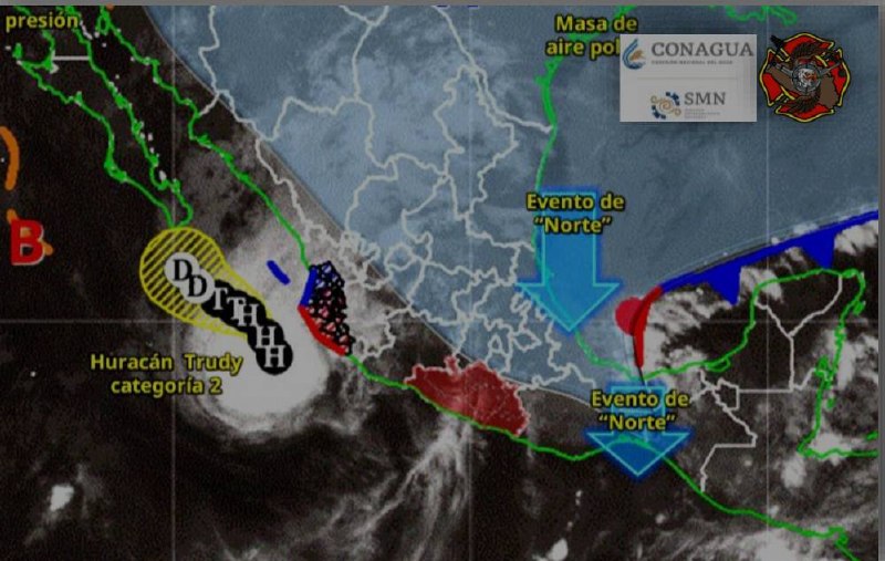 Cielo nublado y pronóstico de lluvias en Guerrero por el frente frío número 2 y vigilancia de zona de baja presión en el Pacífico