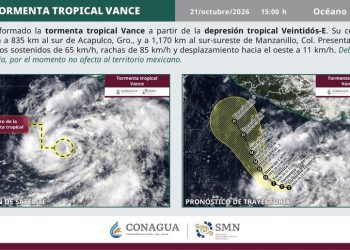 Se forma la Tormenta Tropical Vance en el Océano Pacífico; sin afectación a Guerrero